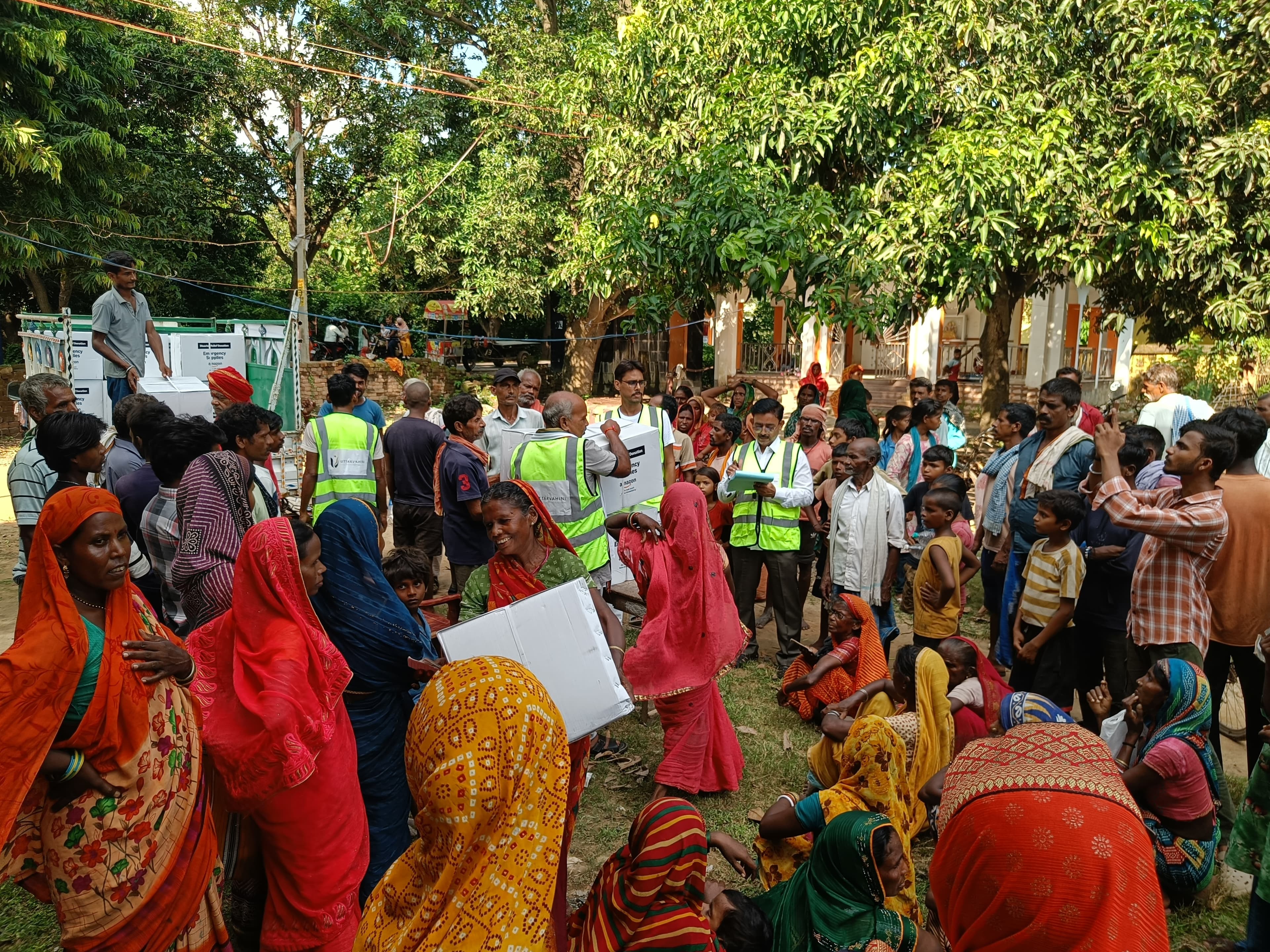 Relief camp set up for displaced families during Bihar flood response